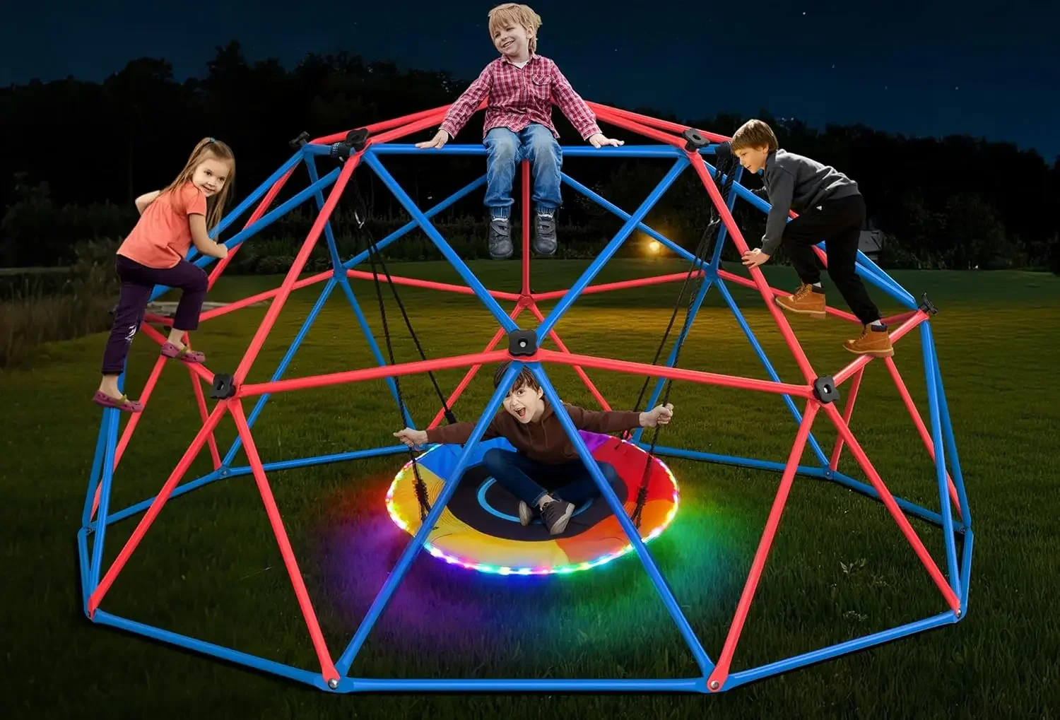 Kids Outdoor Climbing Dome - Set Ayunan Kubah Panjat Hapfan dengan