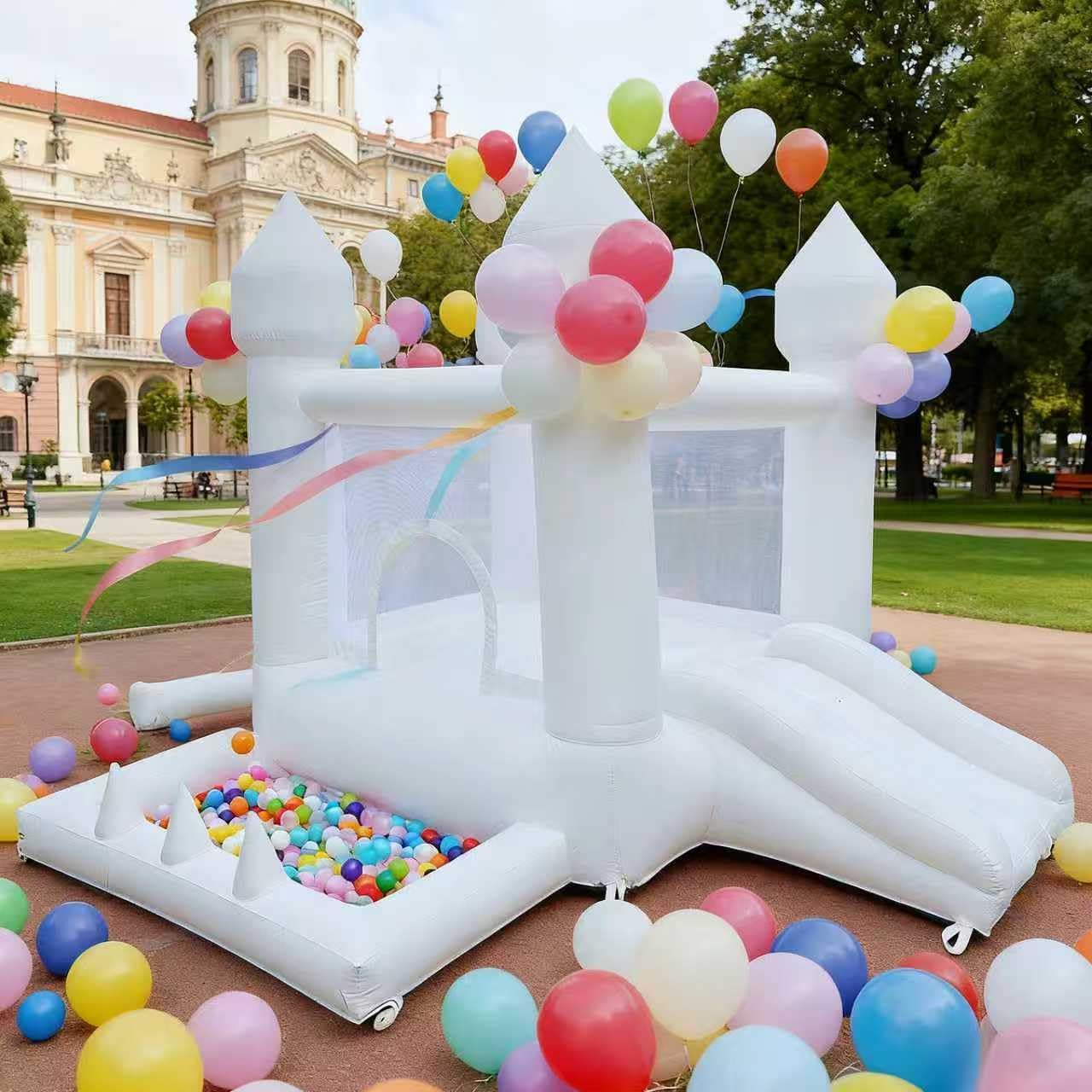 Kids Outdoor Slide - Rumah Loncat Putih, Istana Loncat Indoor