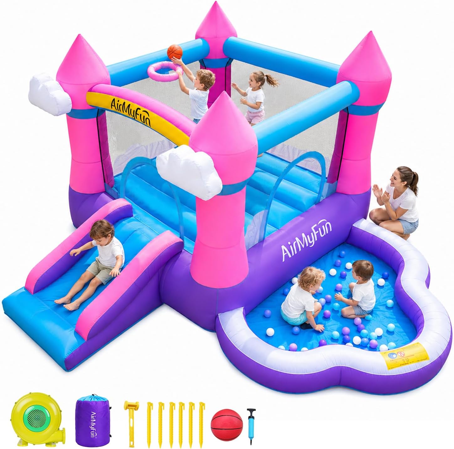 Kids Outdoor Slide - Rumah Loncat Tiup Warna Pink untuk