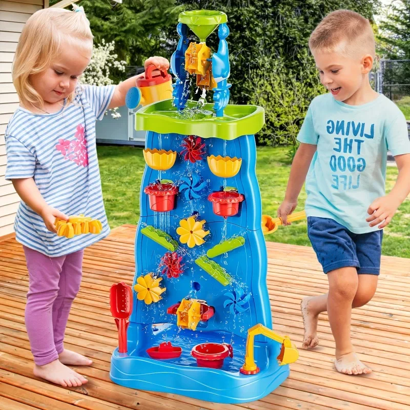 Kids Outdoor Sensory Table - Dinding Penemuan Air Terjun Anak-anak Meja