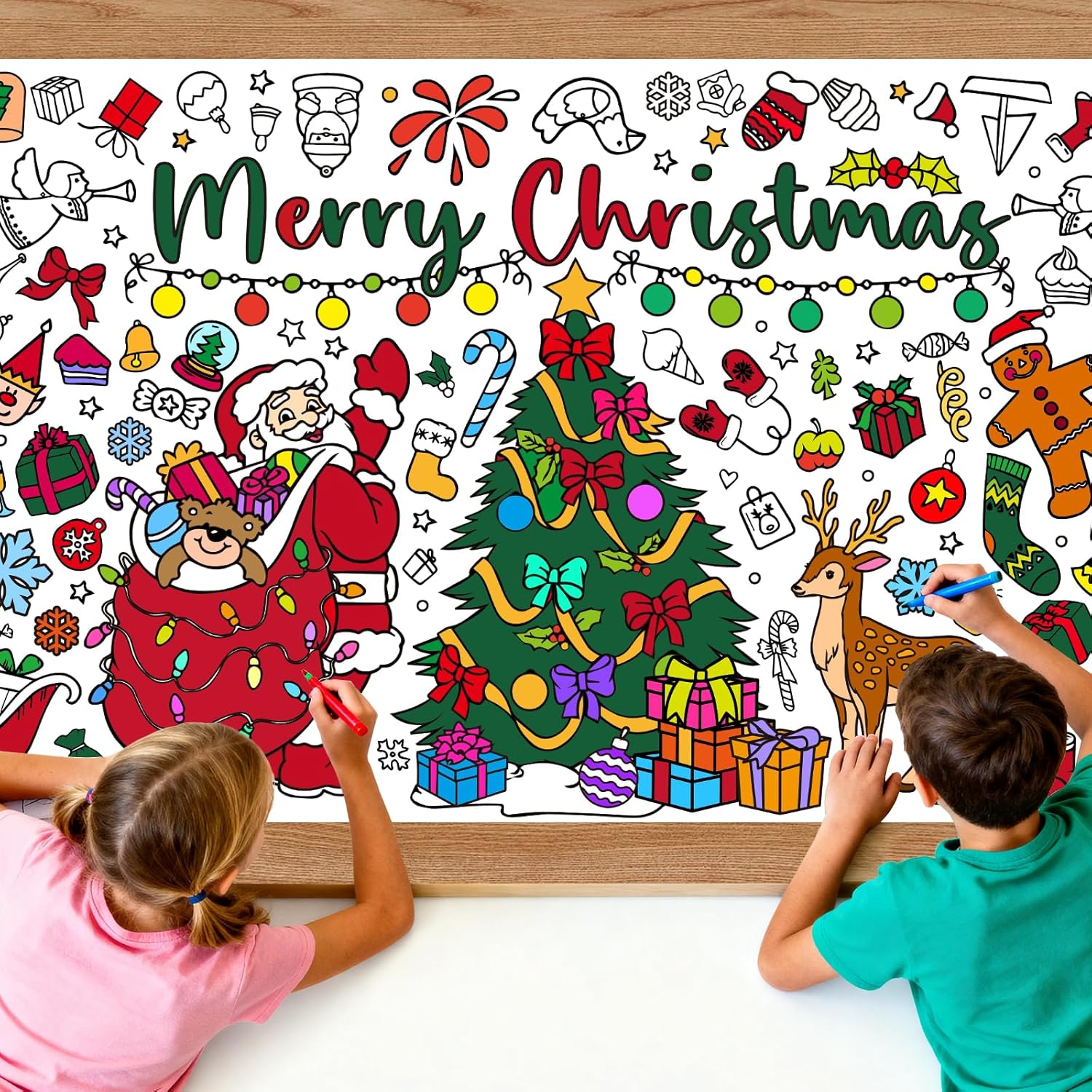 Kids Outdoor Xmas Gifts - Taplak Meja Poster Mewarnai Raksasa Natal