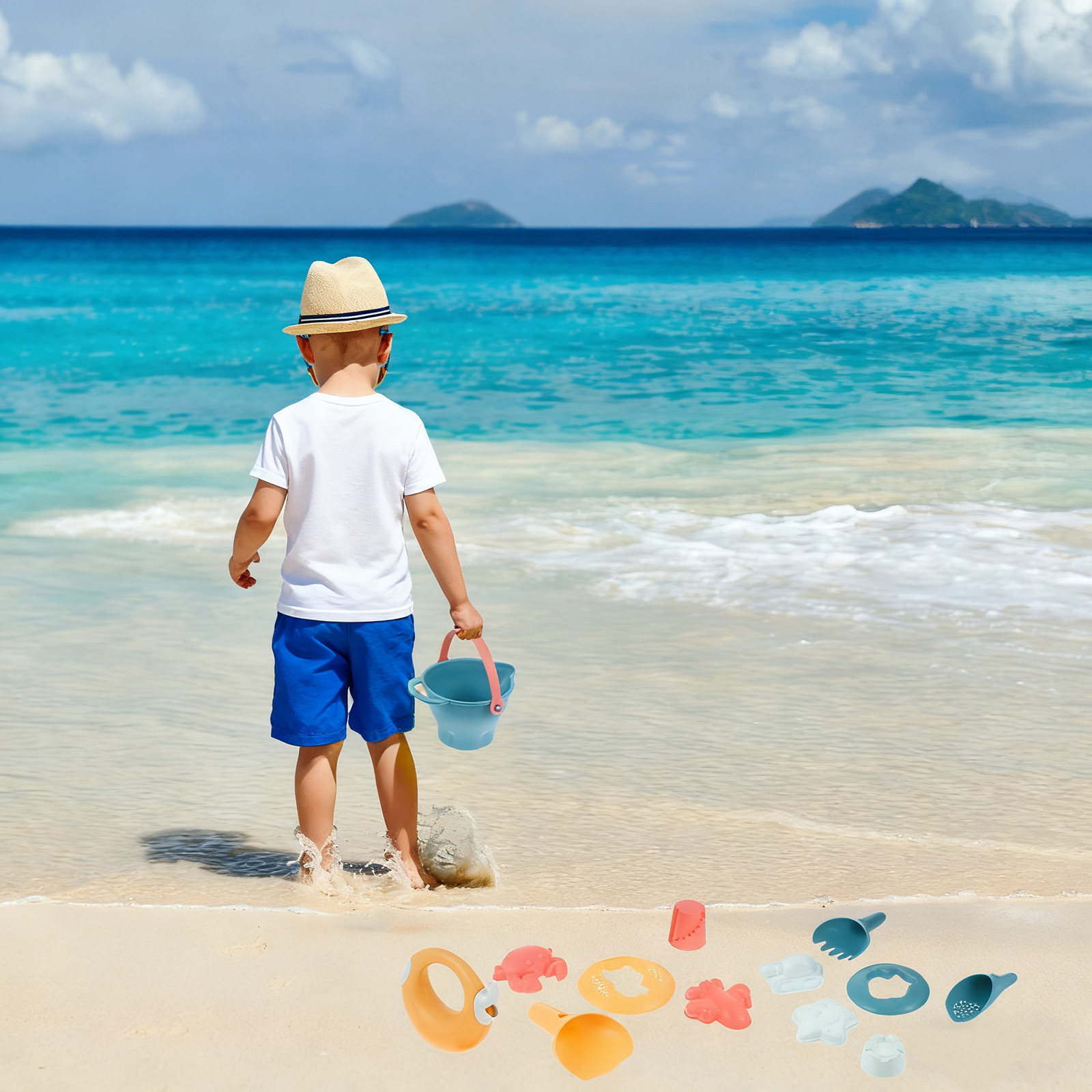Kids Outdoor Water Toys - 14Pcs Set Alat Penggali Pasir Pantai,