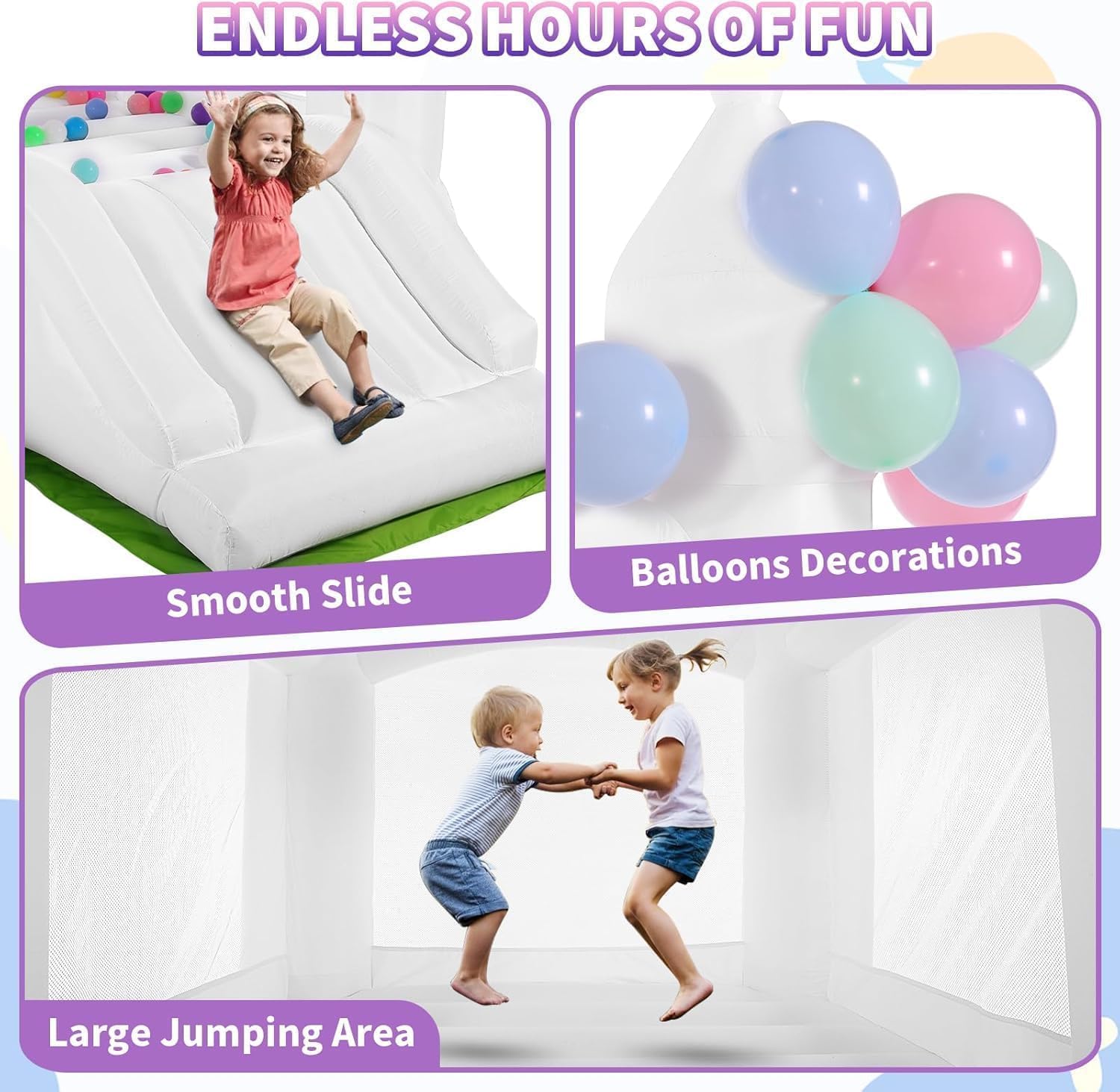 Rumah Loncat Putih untuk Dalam - Kids Outdoor Slide ulasan dan harga