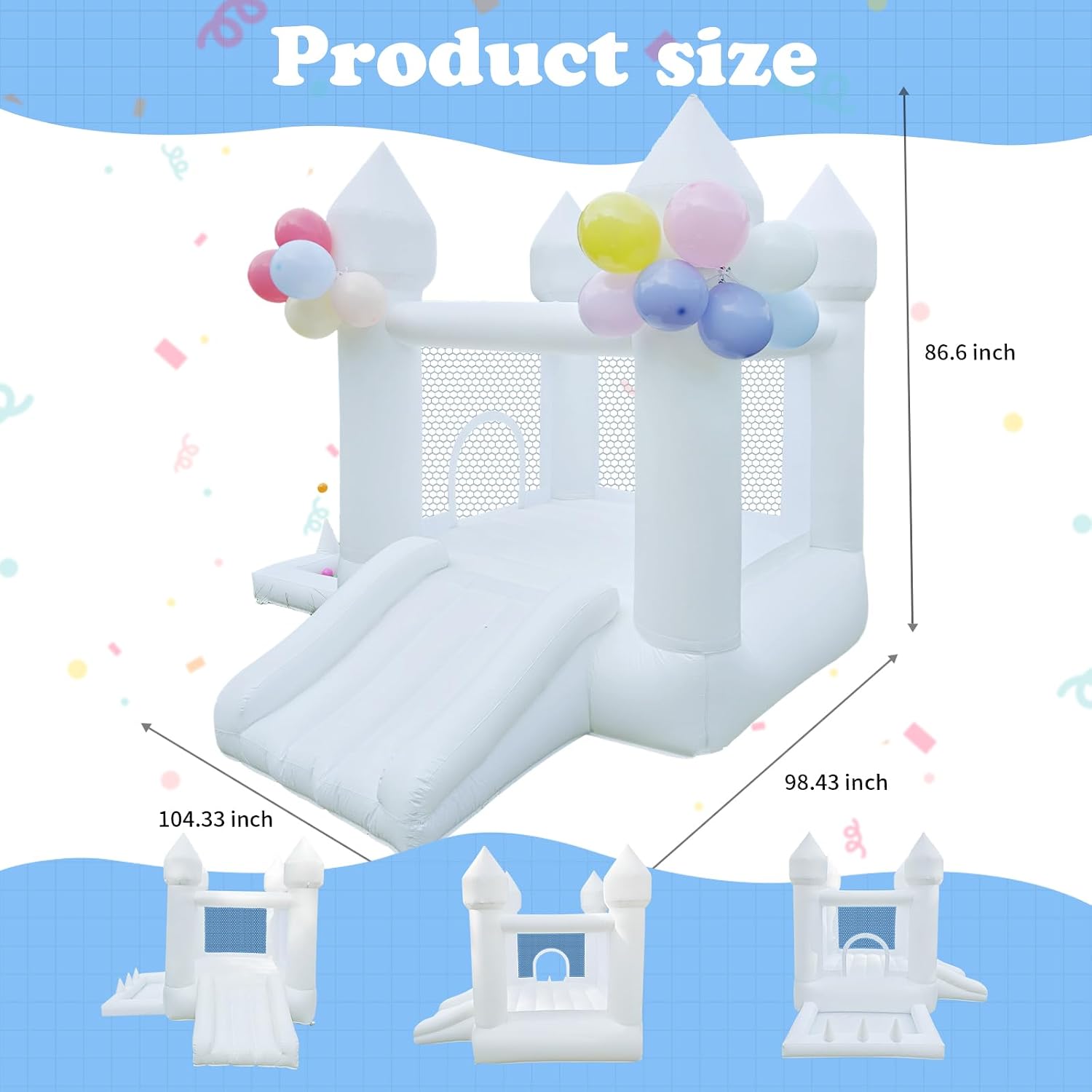 Rumah Loncat Putih, Istana Lon - Kids Outdoor Slide ulasan dan harga