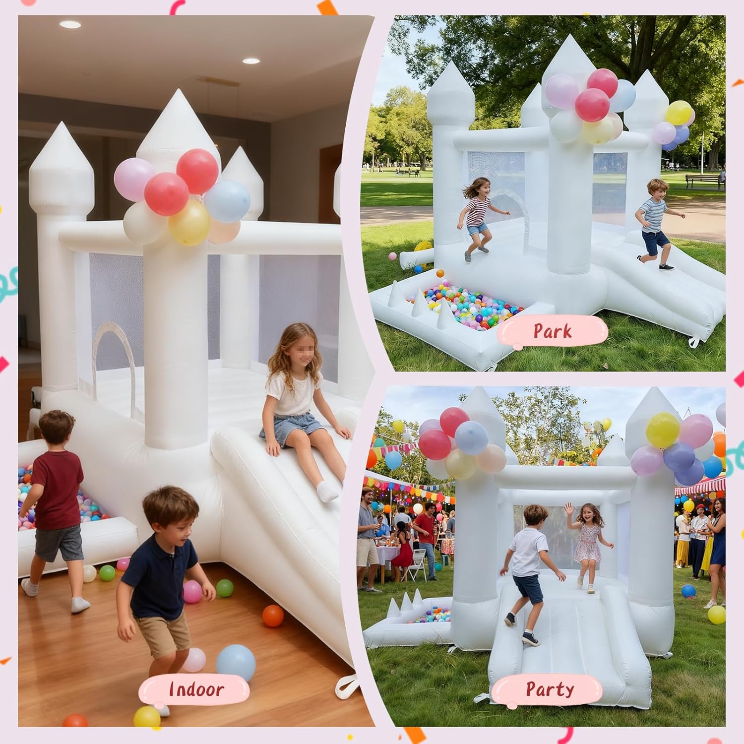 Rumah Loncat Putih, Istana Lon - Kids Outdoor Slide ulasan dan harga