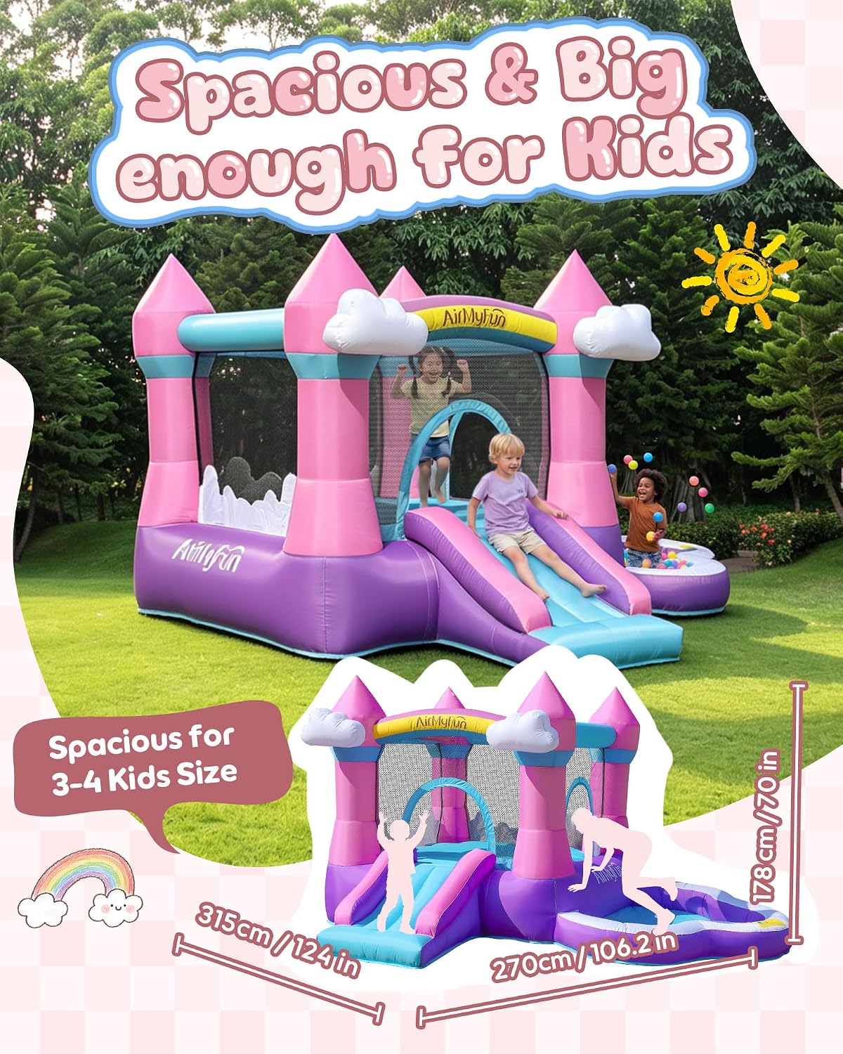 Rumah Loncat Tiup Warna Pink u - Kids Outdoor Slide ulasan dan harga