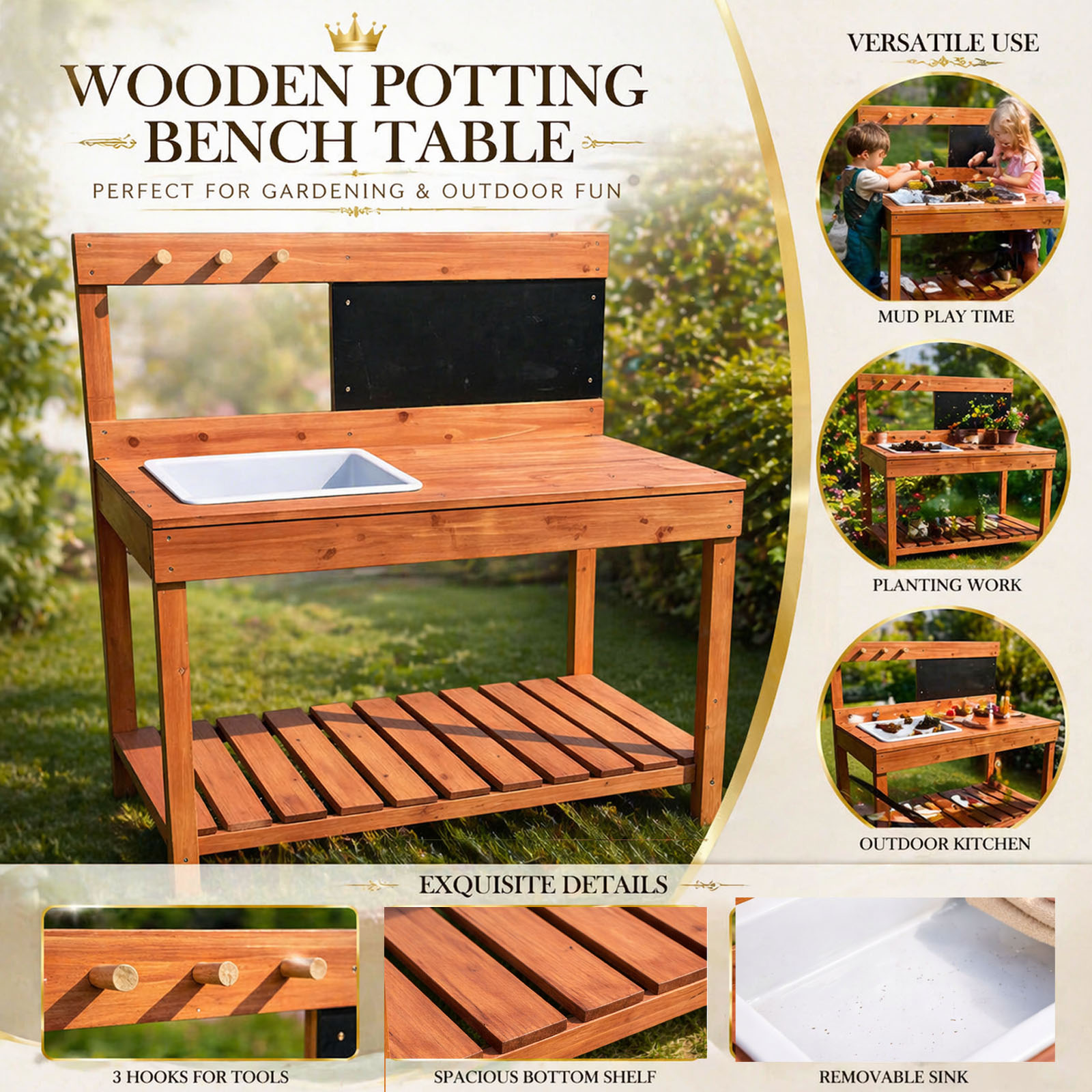 Meja Pot Tanam Kayu untuk Anak - Kids Outdoor Garden ulasan dan harga