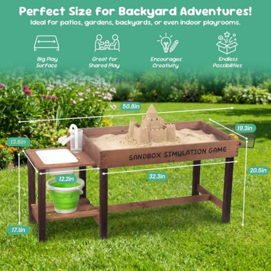 Meja pasir kayu outdoor untuk  - Kids Outdoor Sensory Table ulasan dan harga