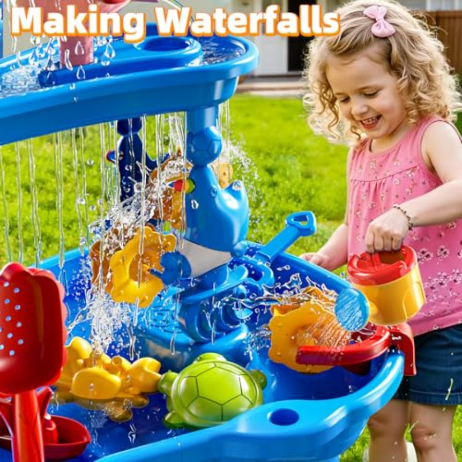 Meja bermain sensorik 3 tingka - Kids Outdoor Sensory Table ulasan dan harga